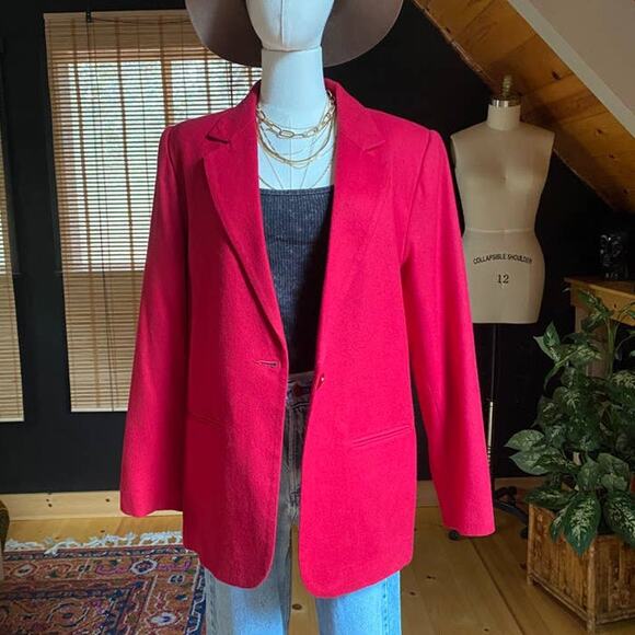 Vintage 90s Red Wool Blazer - Picture 1 of 8
